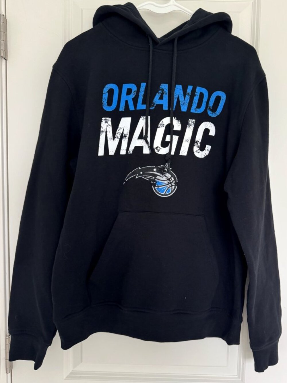 New Era Orlando Magic Distressed Wordmark Hoodie Men's M Black NBA NWT